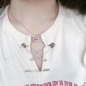 A silver necklace